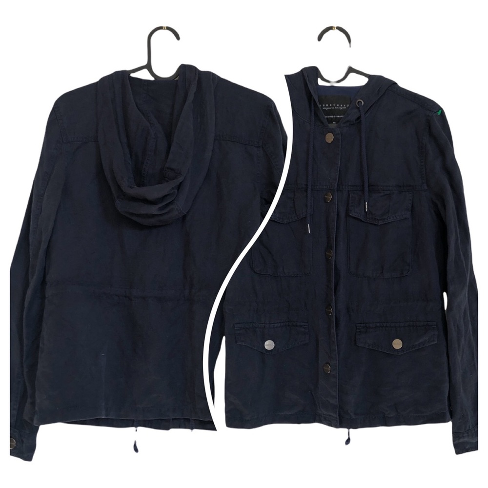 Sanctuary navy linen cargo jacket women’s XS